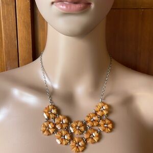 Orange Flower Statement Necklace with extender